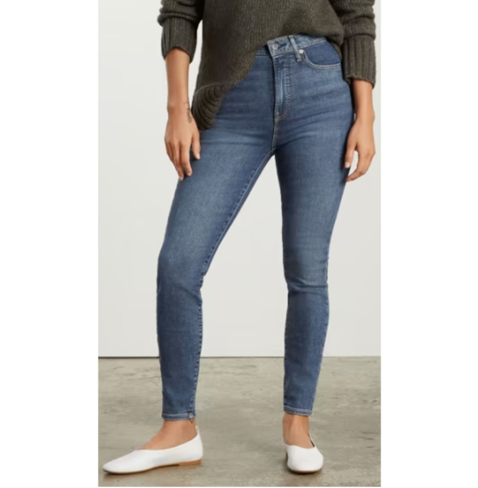 Everlane Mid Rise Skinny Ankle Jeans Blue Dark Wash Size 28